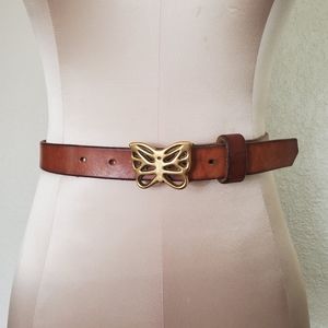 Vintage Brass Butterfly leather belt